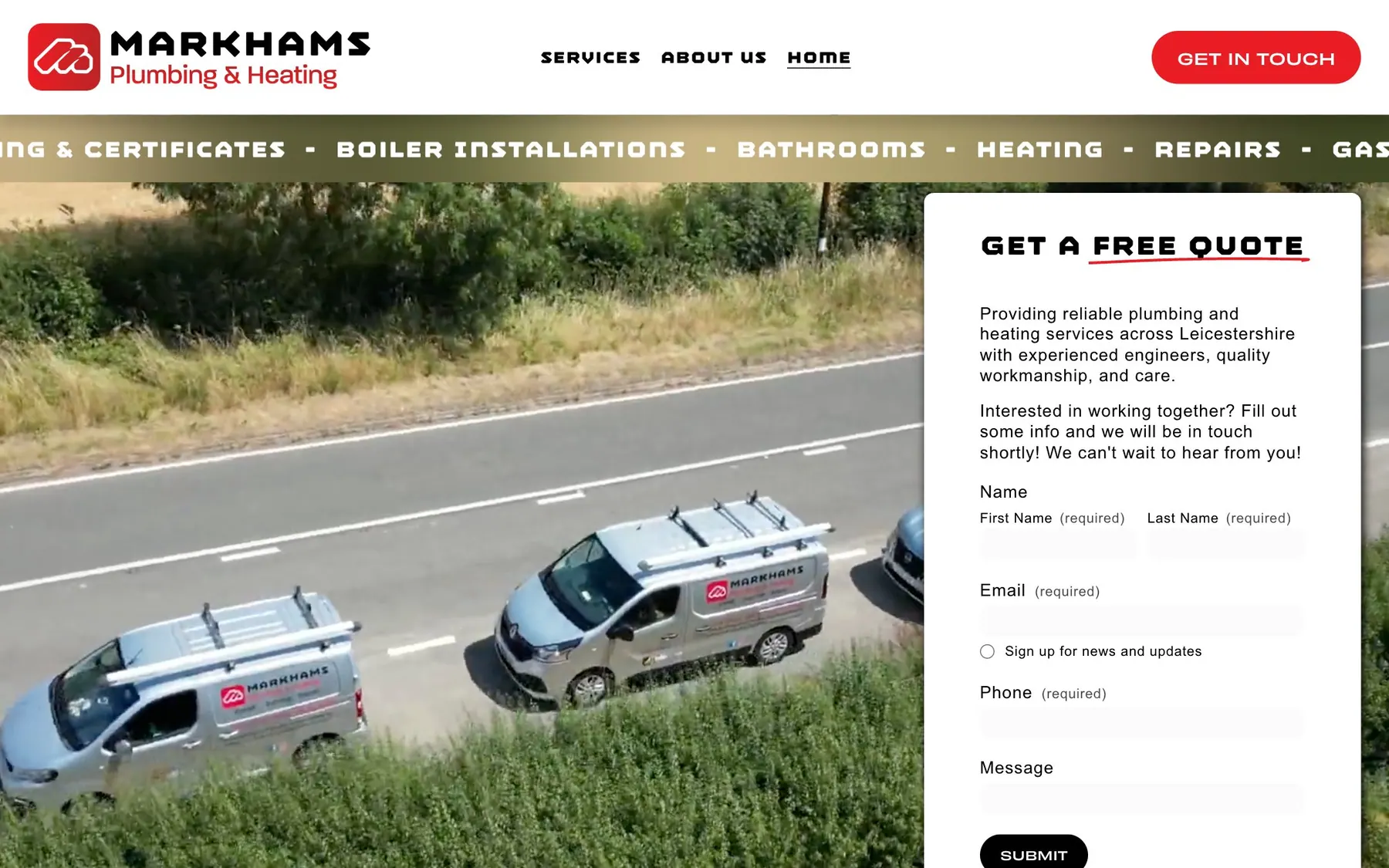 Markhams Ltd: Brand refresh and an SEO-focused website for a trusted plumbing and heating firm.