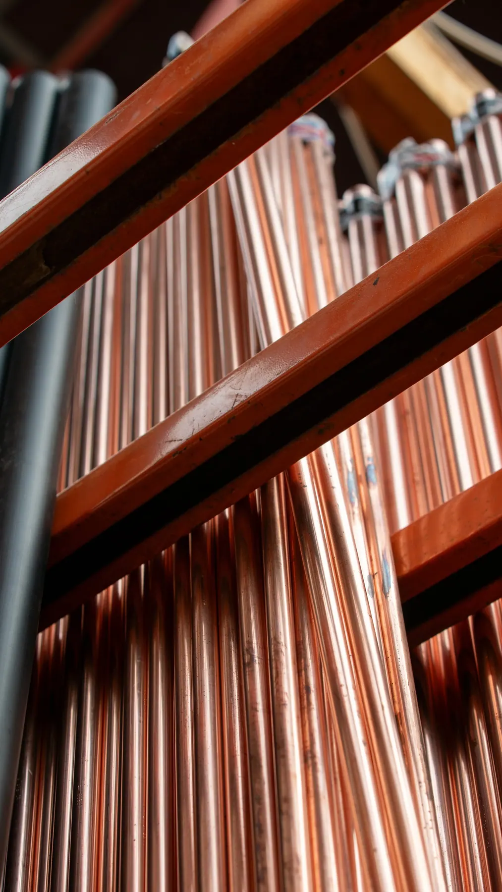Copper pipe detail shot for a plumbing merchant